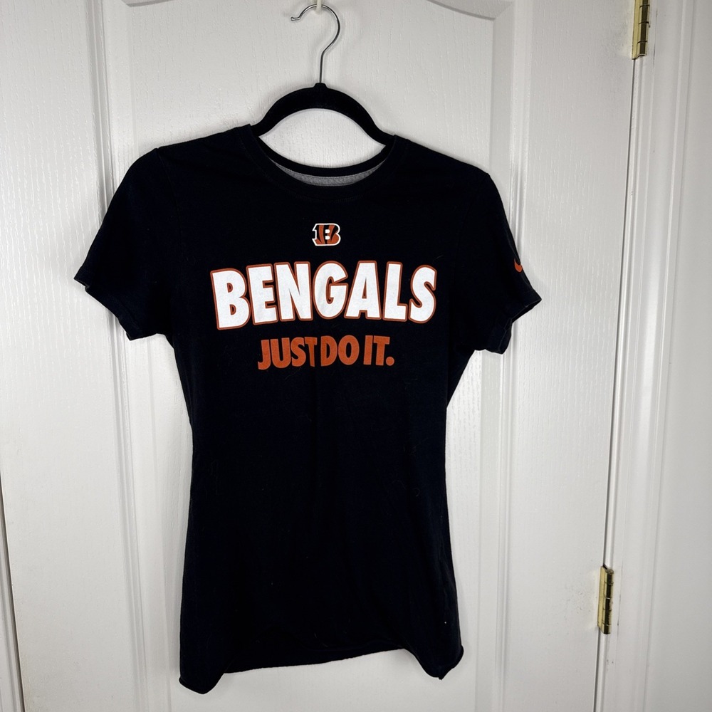 Nike NFL Cincinnati Bengals Just Do It T-Shirt Sz M Black Licensed Team Tee